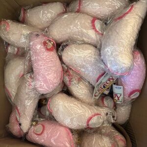 18 pieces Giant fleece plush pink mouse Cat toy kicker wrestle & romp with bell